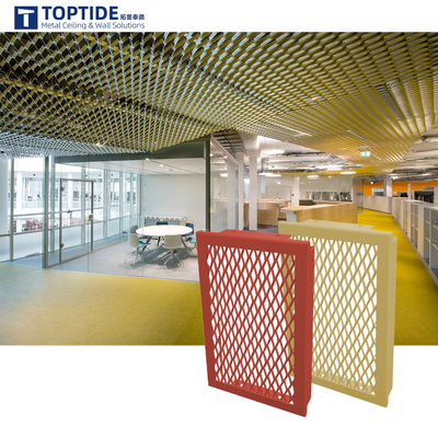 Interior Architectural White Slat Metal Panel Board Decorative Mesh Suspended T Bar Ceiling Installation